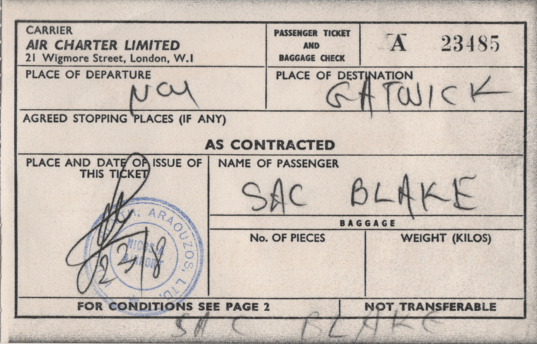 passenger ticket 23 Aug 1961